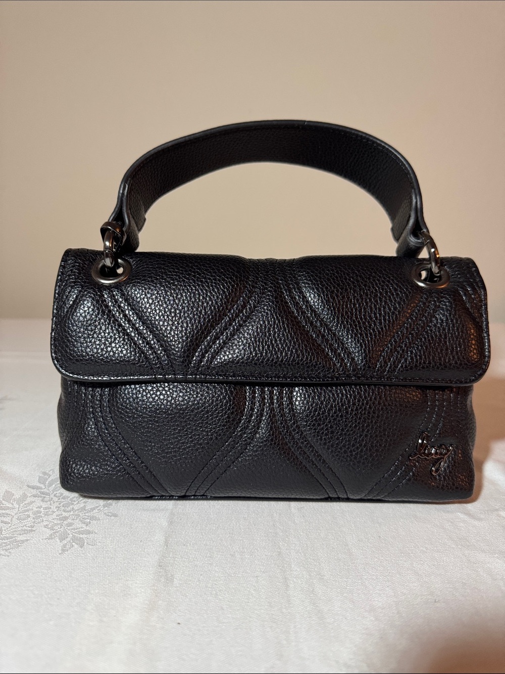 lug Cadence Black Quilted Mini Top-Handle Bag